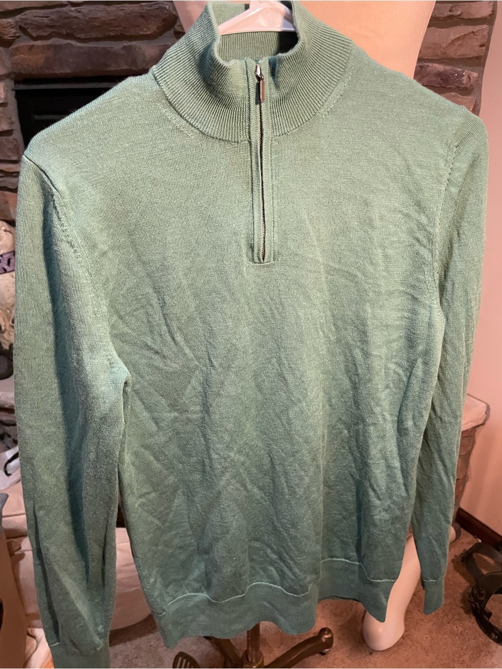 Charles Tyrwhitt Men's Half-Zip Sweater in Sage Green